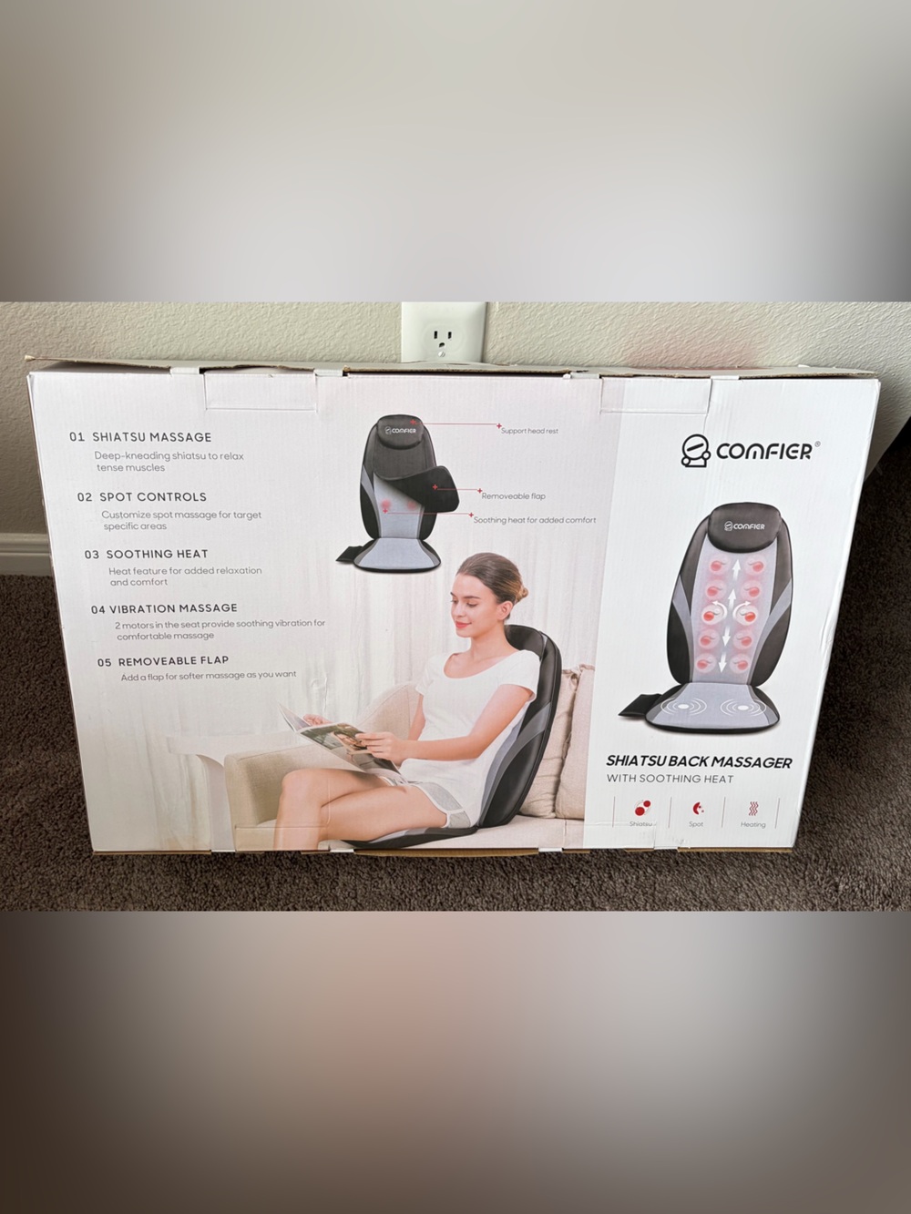 Black/grey Comfier Back Massager with Soothing Heat